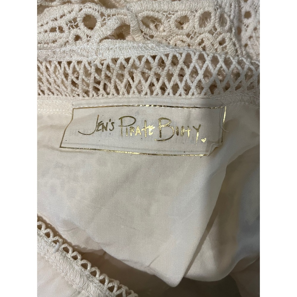 Jens Pirate Booty Isabella Crochet Lace Mini Dress Cream Boho Tassel Small - Picture 3 of 10
